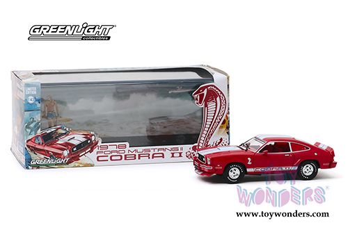 Greenlight - Ford Mustang II Cobra II Hardtop (1976, 1/43 scale diecast model car, Red w/ White Stripes) 86337