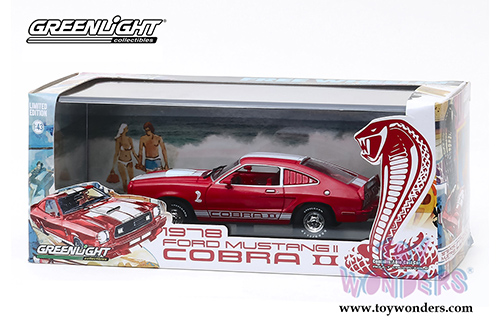 Greenlight - Ford Mustang II Cobra II Hardtop (1976, 1/43 scale diecast model car, Red w/ White Stripes) 86337