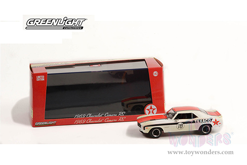 Greenlight - Chevrolet&reg; Camaro RS Hardtop - Texaco (1969, 1/43 scale diecast model car, White/Orange) 86344