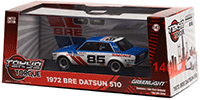 Show product details for Greenlight - Tokyo Torque BRE (Brock Racing Enterprises) #85 Datsun 510 Bobby Allison (1972, 1/43 scale diecast model car, Blue/White) 86345
