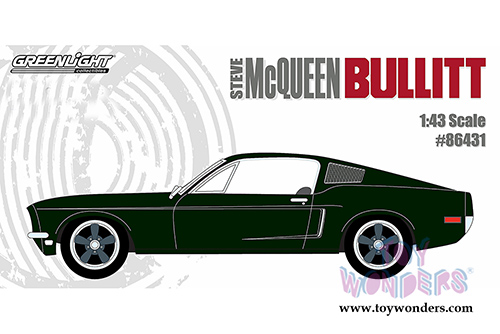 Greenlight - Bullitt Steve McQueen's Ford Mustang GT Fastback Hardtop (1968, 1/43 scale diecast model car, Green) 86431