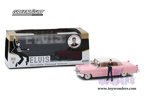 Greenlight Hollywood - Elvis Presley Cadillac Fleetwood Series 60 Hardtop with Elvis Presley Figure (1955, 1/43 scale diecast model car, Pink) 86436