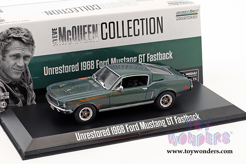 Greenlight Hollywood - Steve McQueen's Unrestored Ford Mustang GT Fastback Hardtop 2018 Detroit Auto Show (1968, 1/43 scale diecast model car, Green) 86437