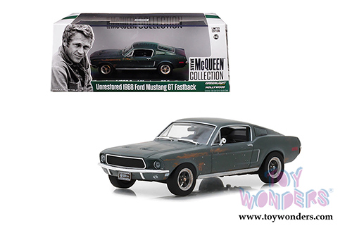 Greenlight Hollywood - Steve McQueen's Unrestored Ford Mustang GT Fastback Hardtop 2018 Detroit Auto Show (1968, 1/43 scale diecast model car, Green) 86437