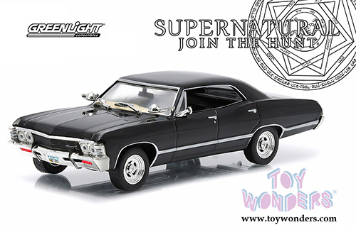 Greenlight Hollywood - Supernatural | Chevrolet Impala Sports Sedan "Supernatural" TV Series (1967, 1/43 scale diecast model car, Black) 86441