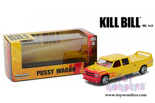Greenlight Hollywood - Custom Crew Cab Pussy Wagon Pickup Truck - Kill Bill Vol. I & II (1997, 1/43 scale diecast model car,Yellow) 86481