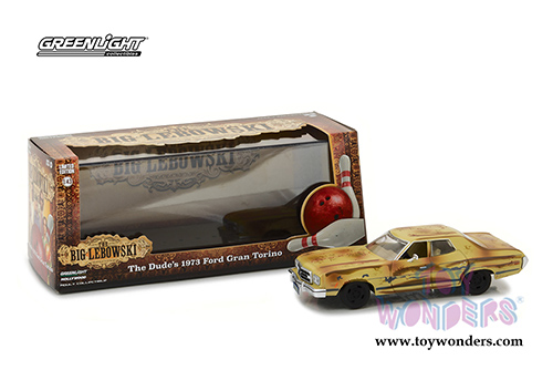 Greenlight Hollywood - The Big Lebowski | The Dude's 1973 Ford Gran Torino Hardtop (1973, 1/43 scale diecast model car, Dirty Yellow) 86495