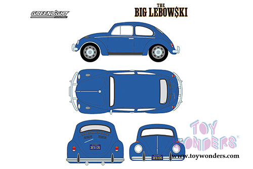 Greenlight Hollywood - The Big Lebowski | Da Fino's Volkswagen Beetle Hardtop (1973, 1/43 scale diecast model car, Blue) 86496