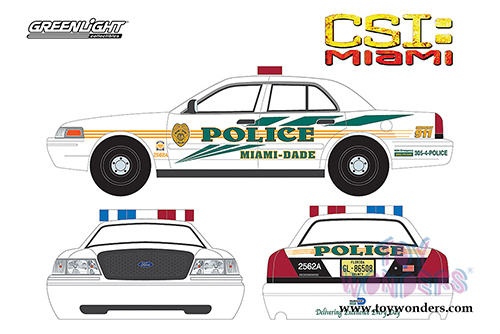 Greenlight Hollywood - CSI: Miami - Ford Crown Victoria Police Interceptor Miami-Dade Police (2003, 1/43 scale diecast model car, White) 86508