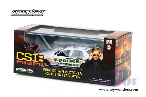 Greenlight Hollywood - CSI: Miami - Ford Crown Victoria Police Interceptor Miami-Dade Police (2003, 1/43 scale diecast model car, White) 86508
