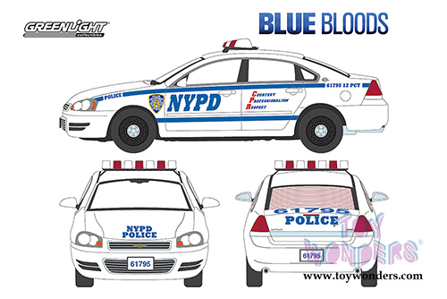 Greenlight Hollywood - Blue Bloods - Chevrolet Impala&trade; New York City Police Dept (NYPD) (2010, 1/43 scale diecast model car, White/Blue) 86509
