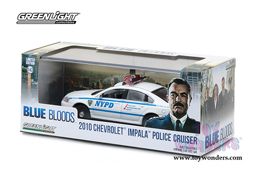 Greenlight Hollywood - Blue Bloods - Chevrolet Impala&trade; New York City Police Dept (NYPD) (2010, 1/43 scale diecast model car, White/Blue) 86509