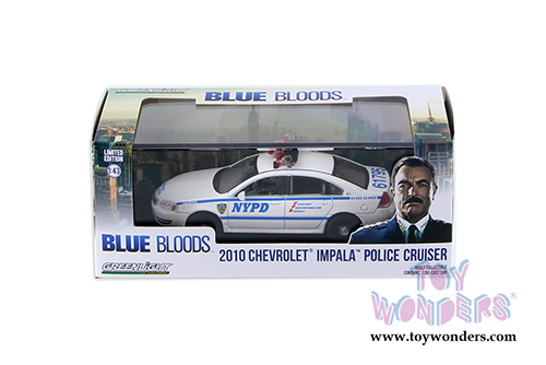Greenlight Hollywood - Blue Bloods - Chevrolet Impala&trade; New York City Police Dept (NYPD) (2010, 1/43 scale diecast model car, White/Blue) 86509