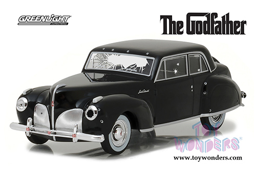 Greenlight Hollywood - The Godfather Lincoln Continental with Bullet Hole Damage Hardtop (1941, 1/43 scale diecast model car, Black) 86511