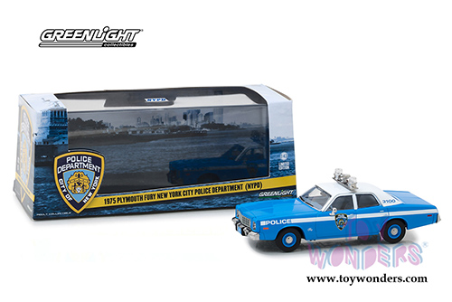 Greenlight - Plymouth Fury New York City Police Department NYPD (1975, 1/43 scale diecast model car, Blue/White) 86535