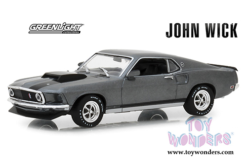 Greenlight Hollywood - John Wick Ford Mustang BOSS 429 Hard Top (1969, 1/43 scale diecast model car, Gray/Black) 86540