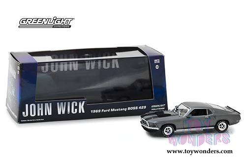 Greenlight Hollywood - John Wick Ford Mustang BOSS 429 Hard Top (1969, 1/43 scale diecast model car, Gray/Black) 86540