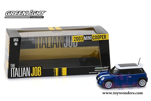 Greenlight Hollywood - Mini Cooper the Italian Job (2003, 1/43 scale diecast model car, Blue) 86546