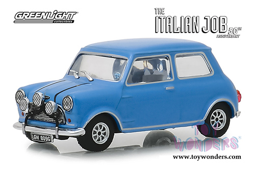 Greenlight Hollywood - Austin Mini Cooper S 1275 MkI The Italian Job 50th Anniversary (1967, 1/43 scale diecast model car, Light Blue) 86549