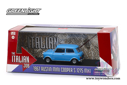 Greenlight Hollywood - Austin Mini Cooper S 1275 MkI The Italian Job 50th Anniversary (1967, 1/43 scale diecast model car, Light Blue) 86549