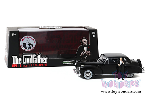 Greenlight Hollywood - The Godfather Lincoln Continental with Don Corleone Figure (1941, 1/43 scale diecast model car, Black) 86552
