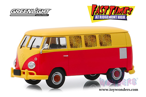 Greenlight Hollywood - Fast Times at Ridgemont High Volkswagen Type 2 (T1) Station Wagon Bus (1967, 1/43 scale diecast model car, Yellow/Red) 86554