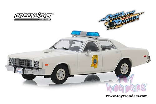 Greenlight Hollywood - Smokey and The Bandit Plymouth Fury Mississippi Highway Patrol (1975, 1/43 scale diecast model car, Cream) 86557