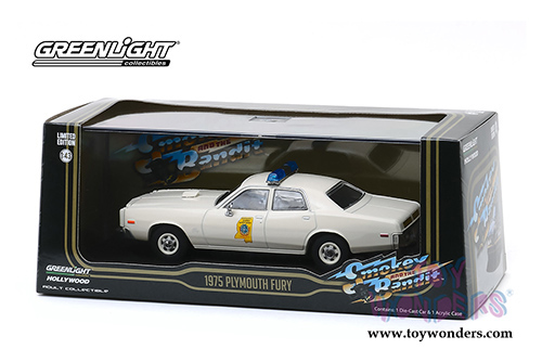 Greenlight Hollywood - Smokey and The Bandit Plymouth Fury Mississippi Highway Patrol (1975, 1/43 scale diecast model car, Cream) 86557