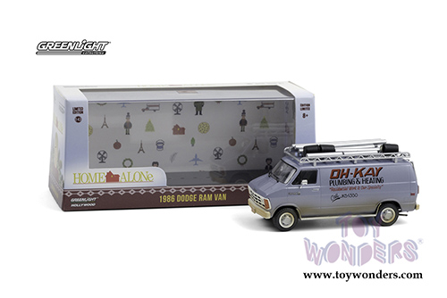 Greenlight - Dodge Ram Van "Oh-Kay Plumbing & Heating" - Home Alone (1990 Movie) (1986, 1/43 scale diecast model car, Blue Dirty) 86560