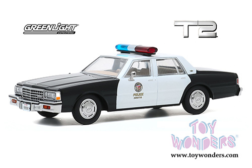Greenlight Hollywood - Chevrolet&reg; Caprice Police "Terminator 2" Judgement Day (1987, 1/43 scale diecast model car, White/Black) 86582