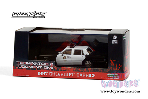Greenlight Hollywood - Chevrolet&reg; Caprice Police "Terminator 2" Judgement Day (1987, 1/43 scale diecast model car, White/Black) 86582