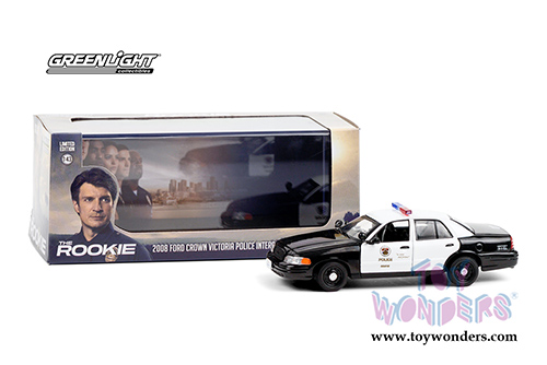 Greenlight Hollywood - Ford Crown Victoria Police Interceptor Los Angeles Police Department - The Rookie (2008-Current TV Series) (2008, 1/43 scale diecast model car, Black/White) 86586