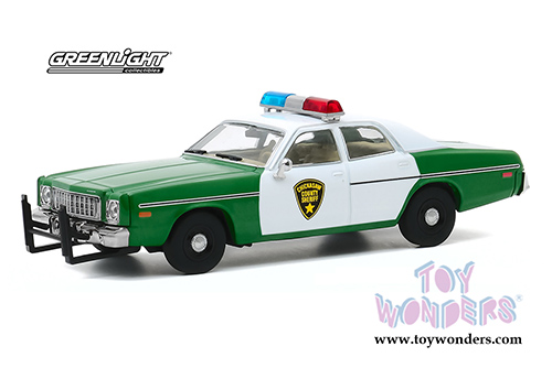 Greenlight - Plymouth Fury Chickasaw County Sheriff (1975, 1/43 scale diecast model car, Green/White) 86595
