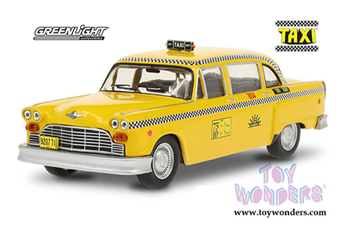 Greenlight Hollywood - Checker Taxi Sunshine Cab Company #804 - Taxi (1978-83 TV Series) (1974, 1/43 scale diecast model car, Yellow) 86601