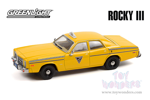 Greenlight - Dodge Monaco - City Cab Co. - Rocky III (1982) Movie (1978, 1/43 scale diecast model car, Yellow) 86612