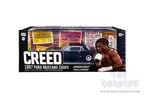  Greenlight Hollywood - Creed (2015) Adonis Creed's Ford Mustang Coupe (1967, 1/43 scale diecast model car, Matte Black) 86615