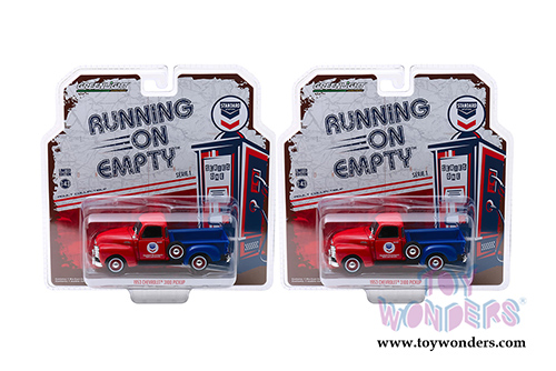 Greenlight - Running on Empty Series 1 | Chevrolet&reg; 3100 Pickup Truck - Standard Oil (1953, 1/43 scale diecast model car, Red/Blue) 87010B/24