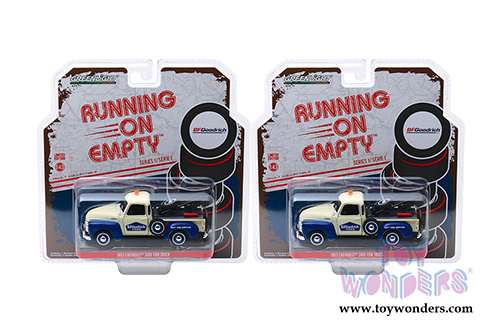 Greenlight - Running on Empty Series 1 | Chevrolet&reg; 3100 Tow Truck - BFGoodrich Service (1953, 1/43 scale diecast model car, Cream/Blue) 87010C/24