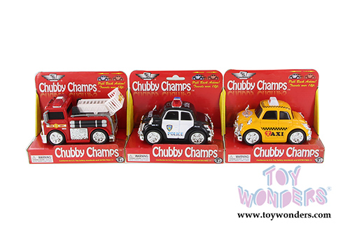 Chubby Champs - Fire Engine, Police and Taxi assortment (4.75", Asstd.) 88088