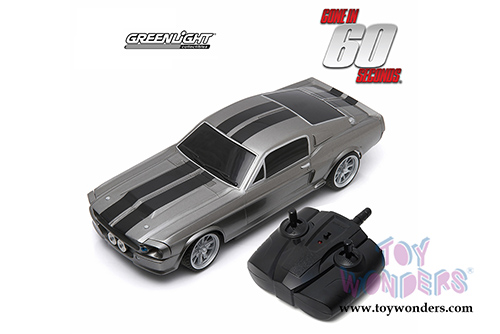 Greenlight - Eleanor from "Gone in 60 Seconds" - Ford Mustang Radio Control Car (1967, 1/18 scale durable plastic model car, Gray w/ Black Stripes) 91001