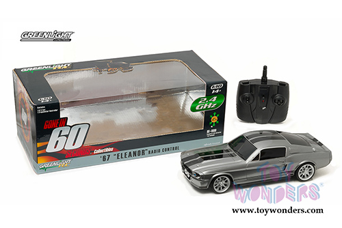Greenlight - Eleanor from "Gone in 60 Seconds" - Ford Mustang Radio Control Car (1967, 1/18 scale durable plastic model car, Gray w/ Black Stripes) 91001