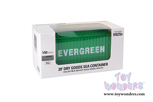 Diecast Masters - 20' Dry Goods Sea Shipping Container "Evergreen" - Transport Series (1/50 Plastic scale model car, Green) 91025D