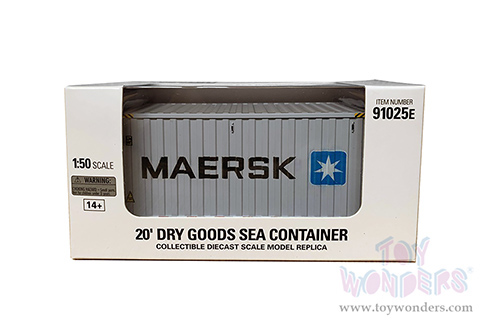 Diecast Masters - 20' Dry Goods Sea Shipping Container "MAERSK" - Transport Series (1/50 Plastic scale model car, Gray) 91025E