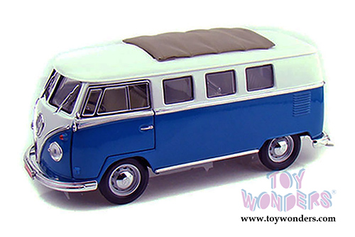 Lucky Road Signature - Volkswagen Microbus w/ Fabric Sliding Sunroof (1962, 1/18 scale diecast model car, Blue) 92327BU/12