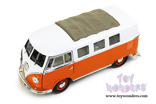 Yatming - Volkswagen Microbus w/ Fabric Sliding Sunroof (1962, 1/18 scale diecast model car, Orange) 92327OR/12