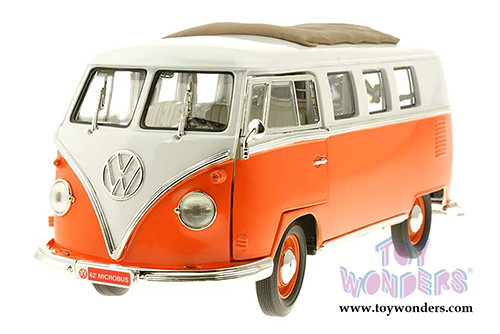 Yatming - Volkswagen Microbus w/ Fabric Sliding Sunroof (1962, 1/18 scale diecast model car, Orange) 92327OR/12