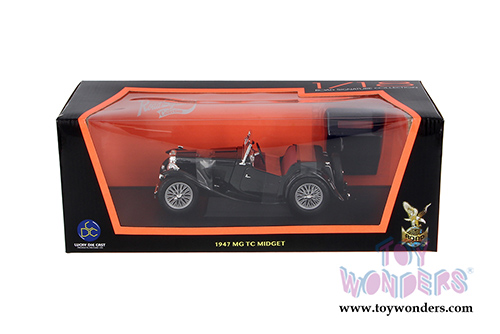 Lucky Road Signature - MG TC Midget Convertible w/ Removable Bonnet (1947, 1/18 scale diecast model car, Black) 92468BK/12