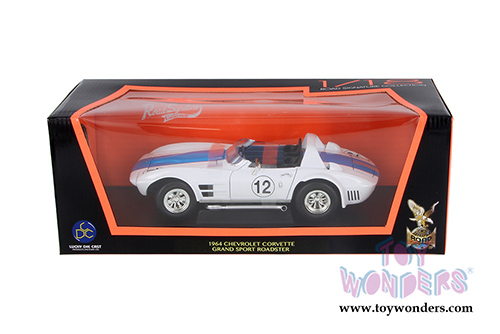 Lucky Road Signature - Chevy Corvette Grand Sport Convertible #12 (1964, 1/18 scale diecast model car, White w/Blue) 92698W/12