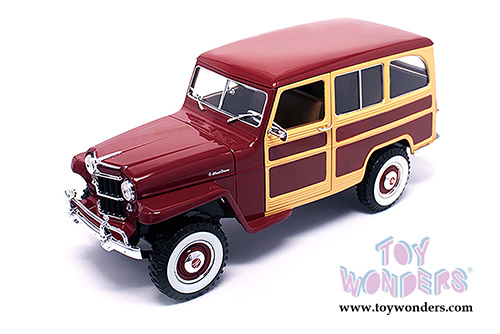 Lucky Road Signature - Willys Jeep Station Wagon (1955, 1/18 scale diecast model car, Burgundy) 92858BG