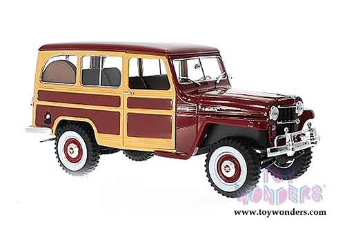Lucky Road Signature - Willys Jeep Station Wagon (1955, 1/18 scale diecast model car, Burgundy) 92858BG